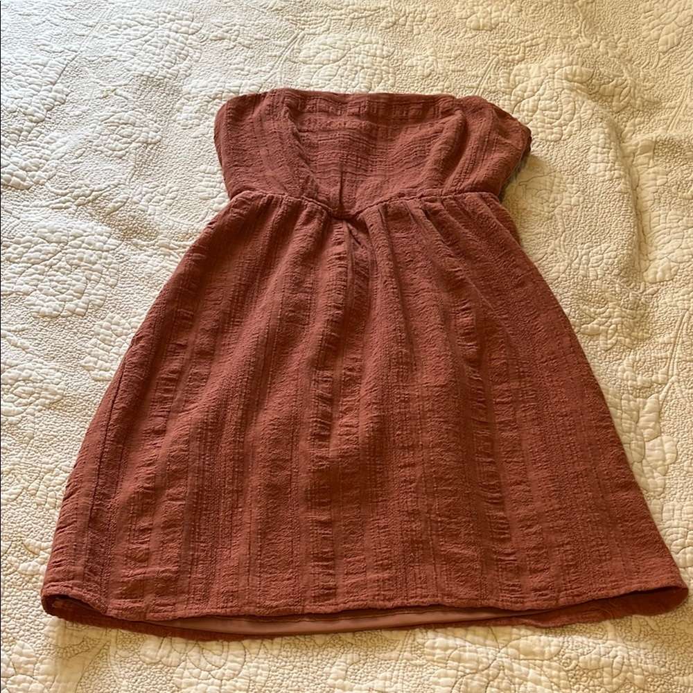 Socialite Brown Casual Strapless A-line Dress
